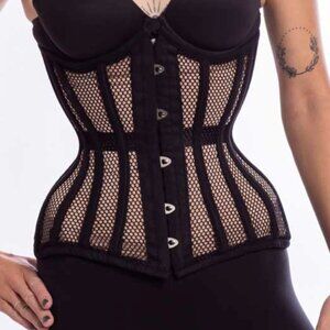 Orchard Corset black mesh longline corset CS-426